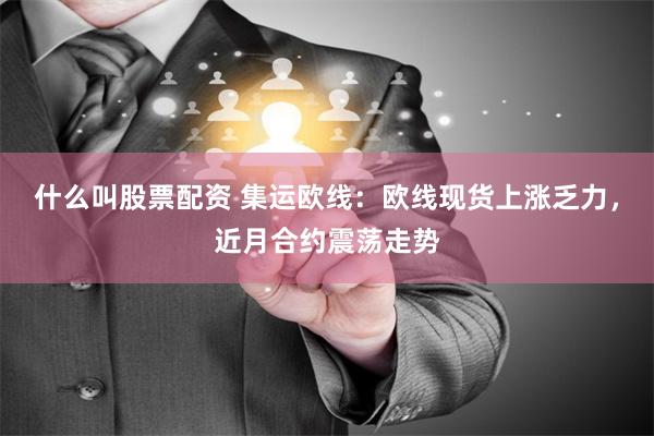 什么叫股票配资 集运欧线：欧线现货上涨乏力，近月合约震荡走势