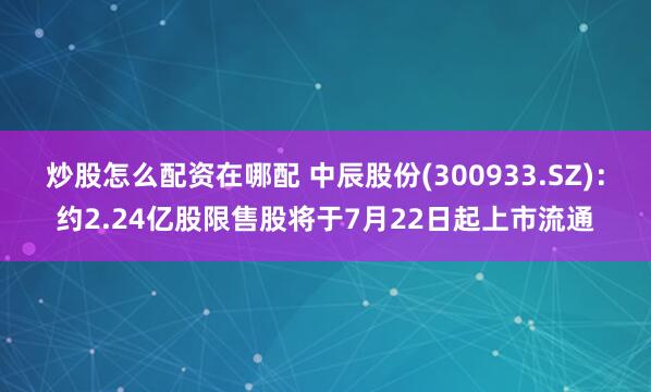炒股怎么配资在哪配 中辰股份(300933.SZ)：约2.24亿股限售股将于7月22日起上市流通